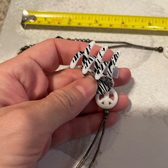 Brand New Mini Hair Clips with Hanging Peace Sign and Stands of Beads - Picture 4 of 5